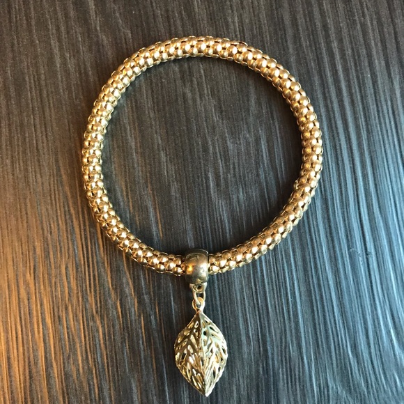 3/$12 Mixed Metal Bracelets With Jeweled Leaf Charm - Picture 4 of 5